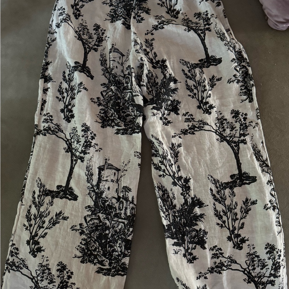 Joie Black and White Linen Pants